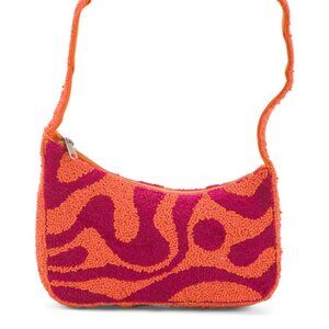 🧡💖 BNWT Hand-Beaded Shoulder Bag | Orange & Pink Retro Swirl | Viral TikTok It